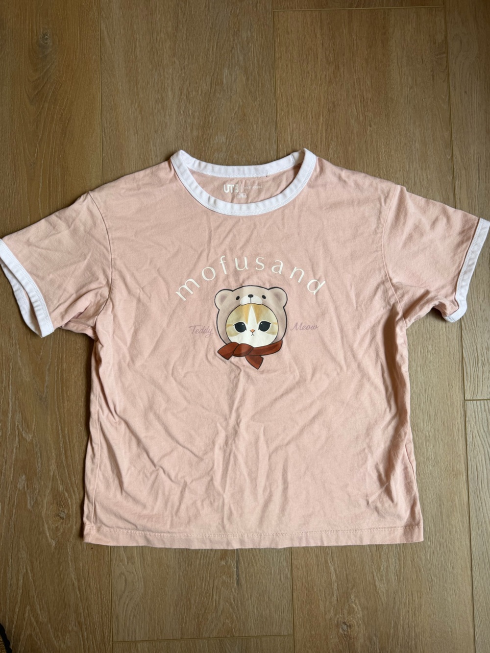 Uniqlo Kids Short Sleeve Tee Pink Mofusand Japanese Cat 150 cm (11/12)